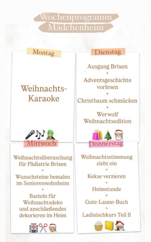 Wochenprogramm 09. - 12. Dezember Wochenprogramm 09. - 12. Dezember