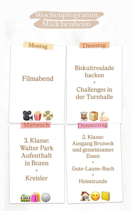 Wochenprogramm 19. - 23. Januar