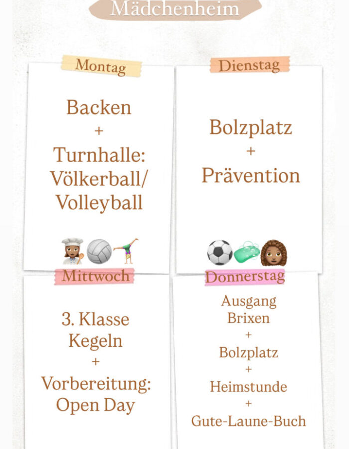 Wochenprorgamm 11. - 15. Mai