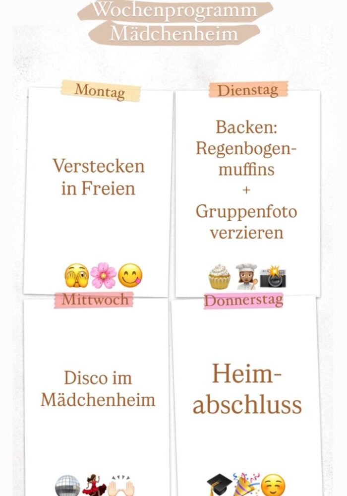 Wochenprogramm 8. - 12